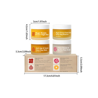 Day Night Skincare Set Firming Moisturizing & Skin Barrier Repair Cream Tightening Brighten Face Scrub Nourishing Eye Care Combo