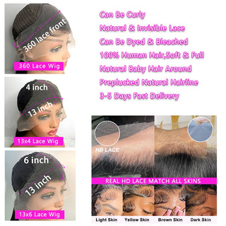 WDBY Beauty 250% Density Deep Wave HD Lace Frontal Wig – Brazilian Human Hair Wig 13x6