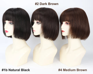 Wdbybeauty Silk Top Wig with Lace Front Short Bob Pixie Cut Wig for Women 100% Human Hair Remy Soft Breathable Lightweight Everyday Wear