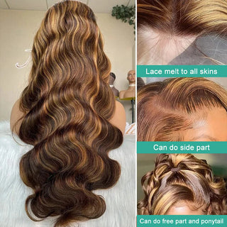 WDBY Beauty 13x6 Body Wave Lace Front Wig – 26+ Inch Brazilian Remy Human Hair (Glueless, Light Brown Lace)