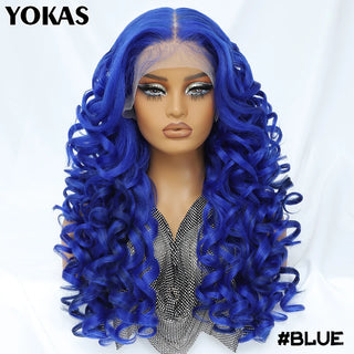 Latisha Lace Frontal Wigs Synthetic 24 Inch Loose Curl Pre Plucked Lace Frontal Wig For Women Highlight With Baby Hair 13X6 Wigs