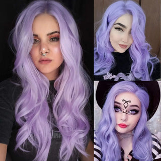 WDBY Beauty – Lavender Purple Long Body Wave Lace Front Wig (13x4 Synthetic / Blend, Heat‑Resistant, Cosplay & Daily Wear)