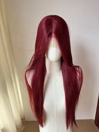 Wine Red Lace Front Wig for Women 26Inch Long Straight 13*4 Lace Wigs High Quality Synthetic Lace Wig Natural for Cosplay Peluca