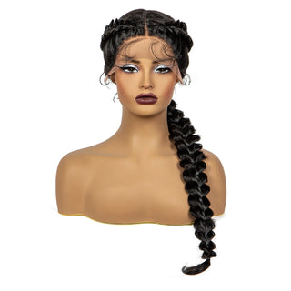 WDBY Beauty Handmade Knotless Twist Braided Lace Front Wig – Synthetic Braided Wig with Baby Hair