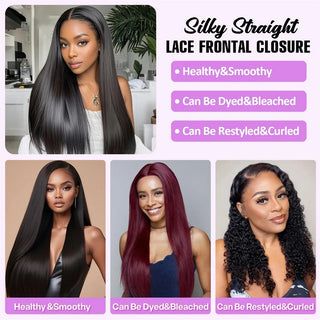 Straight 13x4 HD Lace Frontal Closure Pre Plucked 4x4 5x5 Transparent Lace Closure Brazilian Virgin Human Hair