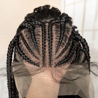 WDBY Beauty 13x6 Knotless Braided Lace Frontal Wig – 22” Handmade Cornrow Curly Synthetic Wig
