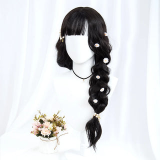 Wdbybeauty Women’s Lolita Long Wavy Synthetic Black Wig With Bang Heat Resistant for Halloween Christmas Cosplay & Daily Wear