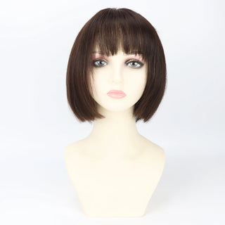 Wdbybeauty Silk Top Wig with Lace Front Short Bob Pixie Cut Wig for Women 100% Human Hair Remy Soft Breathable Lightweight Everyday Wear