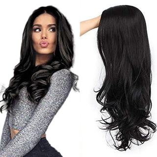 Wdbybeauty Long Black Lace Front Wig Synthetic Wigs Baby Hair Women Lace Wig Natural High Density Heat Resistant Wavy Cosplay Wig