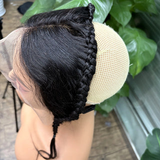 10 Inches 13X4 Transparent Lace Frontal with Braids Natural Burmese Remy Hair Lace Frontal for Women Girls