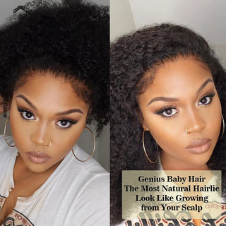 Wdbybeauty 13x6 Lace Front Human Hair Wigs For Girls Deep Curly Wig Kinky Hairline With Yaki Kinky Edges Baby Hair PrePlucked 13x4 Lace Wig