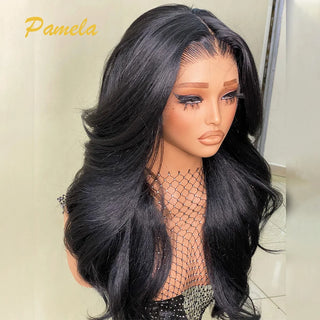 5x5 Transparent Lace Closure Wig Double Texture Kinky Straight And Body Wave Pre Plucked Human Hair Glueless Wig Ready To Wear