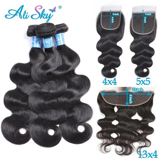 Body Wave Human Hair 3 Bundles With 4x4 5x5 Transparent Lace Closure Human Hair 13x4 Frontal With Bundles tissage bresilien