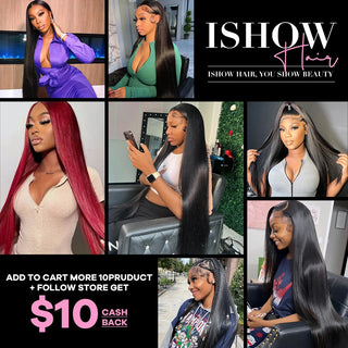 Ishow Straight Hair Bundles with Closure Transparent Lace Closure with Bundles Brazilian Human Hair Weave Bundles with Closure