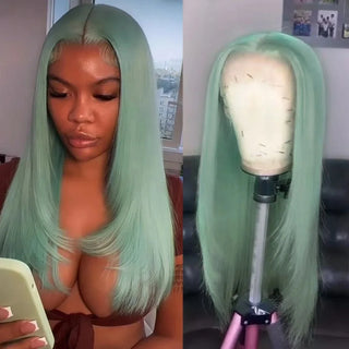 Purple Lace Front Wig 13x4 Glueless Layered Cut Lace Wigs PrePlucked Hd Lace Long Straight Wig For Women Cosplay Daily Use