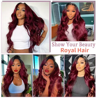Human Hair Bundles With Closure 1B/Burgundy Brazilian Body Wave Weave Bundles 100% Human Hair Extensions Lace Frontal Clearance