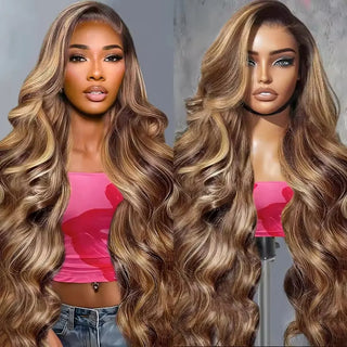 WDBY Beauty 13x6 Body Wave Lace Front Wig – 26+ Inch Brazilian Remy Human Hair (Glueless, Light Brown Lace)