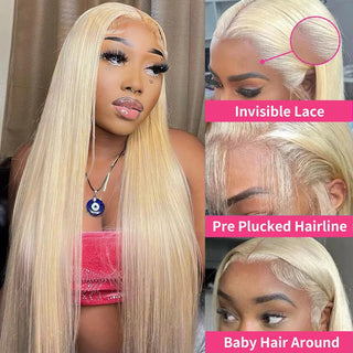 WDBY Beauty 613 Blonde Bone Straight HD Lace Frontal Wig – Brazilian Human Hair Wig 13x6/13x4