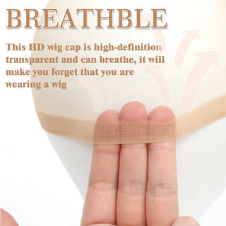 Wholesale HD Wig Caps High Quality Transparent HD Hair Nets Weave Nylon Stretchy Lace Front Wig Cap for Women Men Light Brown