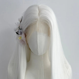 WDBY Beauty 13x6 White Straight Lace Front Wig – 26” Long Synthetic Cosplay Wig