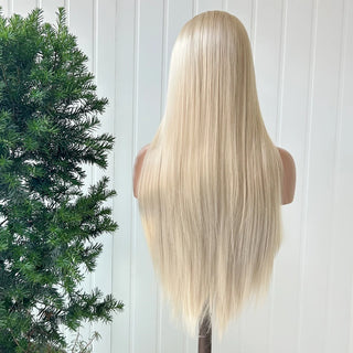 AIMEYA Long Straight Synthetic Lace Front Wig 13X6 Lace Deep Part Wigs for Women Transparent Pre Plucked Blonde Cosplay Wigs