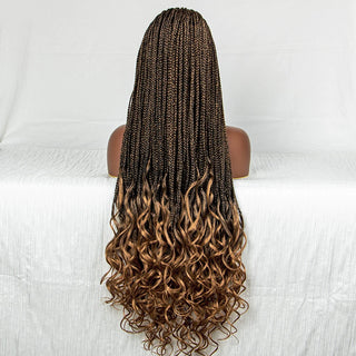 Wdbybeauty lace Front Synthetic Cornrow Braids Wig Wavy Ends 9x6 Lace Long Cornrow Braided Wig Knotless Afro Braiding Hair Wavy Ends Wig