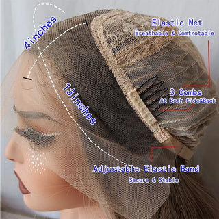 WDBY Beauty Luxury HD Lace Wig – Brunette Blonde Highlight Shoulder-Length Synthetic Wig