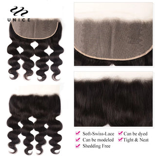 UNice Hair Body Wave 3 Bundles With Lace Frontal Closure 13x4 or 4x4 or 5x5 HD Lace Closure 100% Human Hair Bundles