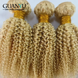 4*4 Kinky Curly Blonde #613 Hair Bundle 1pc Brazilian Virgin Human Hair 4B 4C Blonde Bundle Hair Weft Extension