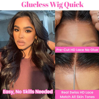 Wear And Go Glueless Wig ISEE HAIR Brazilian Body Wave 7x5 HD Lace Glueless Human Hair Wig Ready To Wear Pre Plucked Ready To Go