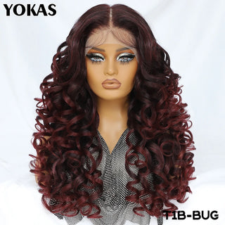Latisha Lace Frontal Wigs Synthetic 24 Inch Loose Curl Pre Plucked Lace Frontal Wig For Women Highlight With Baby Hair 13X6 Wigs