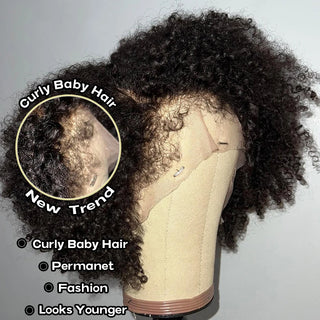 Wdbybeauty 13x6 Lace Front Human Hair Wigs For Girls Deep Curly Wig Kinky Hairline With Yaki Kinky Edges Baby Hair PrePlucked 13x4 Lace Wig