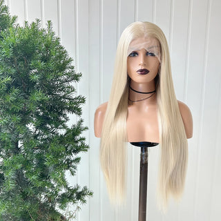 AIMEYA Long Straight Synthetic Lace Front Wig 13X6 Lace Deep Part Wigs for Women Transparent Pre Plucked Blonde Cosplay Wigs