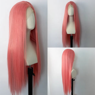 WDBY Beauty – Rose Pink Straight Synthetic Lace Front Wig (Glueless, Natural Hairline, Daily Wear / Cosplay)