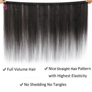 Brazilian Straight 3 Bundles With 13x4 Lace Frontal Real Human Hair Closure With Bundles Weave Virgin Hair Natural Black Color
