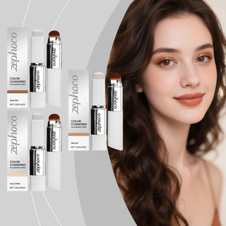 Brightening Skin Color-Changing Foundation Stick Lightweight Moisturizing Cover Skin Flaws Smooths Pores Fine Lines Matte Finish