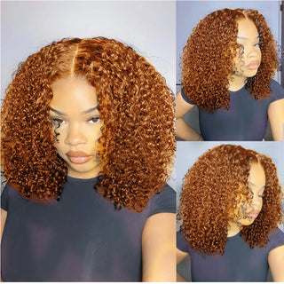 10A 6x5 Glueless Lace Human Hair Wigs Ready To Wear And Go Short Curly Ombre Highlights Brown Blonde Ginger 99J Colored Wigs
