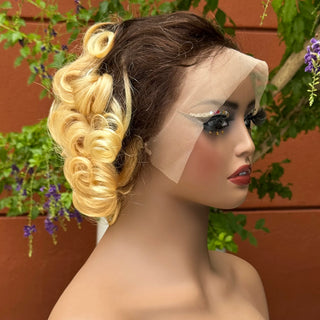 Wdbybeauty 13x4 Transparent Lace Frontal Wig 250% Density Short Bob Loose Wave Human Hair Wigs Bouncy Curly Hair Wigs for Black Women