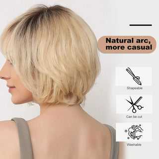 WDBY Beauty – Ombre Blonde Layered Bob Hand‑Tied HD Lace Front Wig (100% Remy Human Hair)
