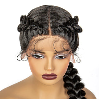 WDBY Beauty Handmade Knotless Twist Braided Lace Front Wig – Synthetic Braided Wig with Baby Hair