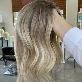 Highlight Wig Human Hair Brown Root Ash Blonde Lace Frontal Human Hair Full Lace Wigs Glueless 13x6 HDTransparent Lace Brazilian