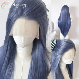 WDBY Beauty Grayish Blue & Purple HD Lace Front Wig – Long Straight Synthetic Cosplay Wig