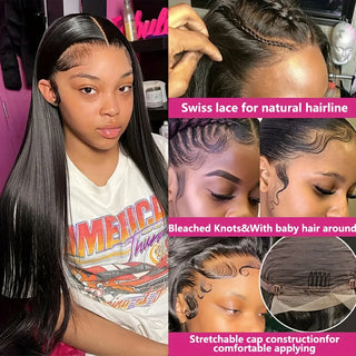 30–32” HD Lace Front Wig – 13x6 Straight 200% Density Human Hair | WDBY Beauty