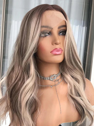 Wdbybeauty highlighted Human Hair Lace Frontal Wig Brown Blonde 13x4 Lace Front Wigs For Women Natural Wave HD Transparent Lace Brazilian