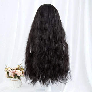 Wdbybeauty Women’s Lolita Long Wavy Synthetic Black Wig With Bang Heat Resistant for Halloween Christmas Cosplay & Daily Wear