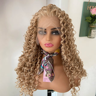 WDBY Beauty – Fashiomag Long Curly #613 Blonde Lace Front Wig (Heat‑Resistant Synthetic, Natural Daily Wear)