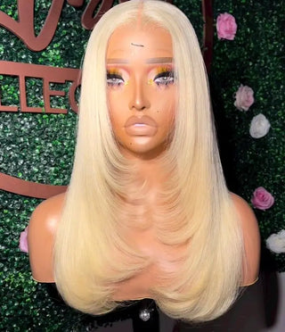 Purple Lace Front Wig 13x4 Glueless Layered Cut Lace Wigs PrePlucked Hd Lace Long Straight Wig For Women Cosplay Daily Use