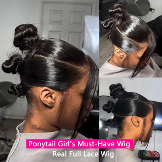 Wdbybeauty real Full lace Human Hair Wigs Bone Straight HD 360 Lace Front Wig For Women Brazilian Hair Glueless 5X5 Lace Wig Pre Cut