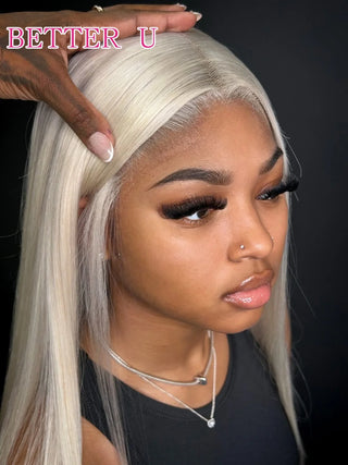 WDBY Beauty 250% Density Platinum Blonde HD Lace Front Wig – #60 Straight Human Hair (13x4 / 13x6, Pre-Plucked)