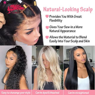 Ali Queen Hair Natural Wave Brazilian Human Hair Bundles With Closure Pre Plucked Hairline Bundles With Lace Closure Remy Hair